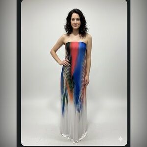 A3 Design Strapless Multicolor Maxi Dress